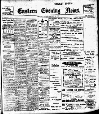 cover page of Eastern Evening News published on August 2, 1906