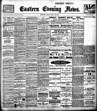 cover page of Eastern Evening News published on May 22, 1908