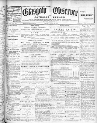 cover page of Glasgow Observer and Catholic Herald published on June 13, 1925