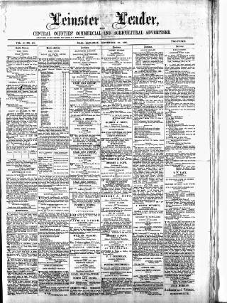 cover page of Leinster Leader published on September 28, 1889