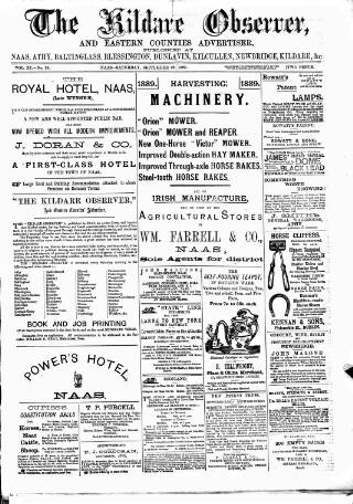 cover page of Kildare Observer and Eastern Counties Advertiser published on September 28, 1889