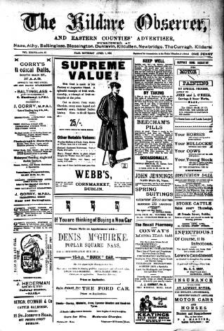 cover page of Kildare Observer and Eastern Counties Advertiser published on April 1, 1916