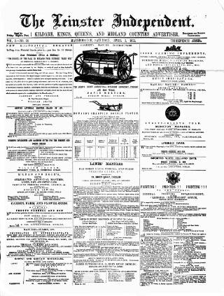 cover page of Leinster Independent published on April 1, 1871