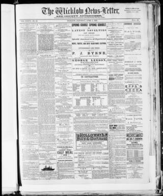 cover page of Wicklow News-Letter and County Advertiser published on April 1, 1893