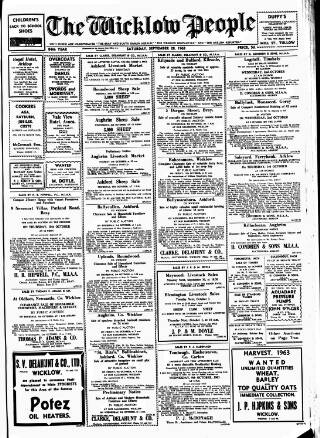 cover page of Wicklow People published on September 28, 1963