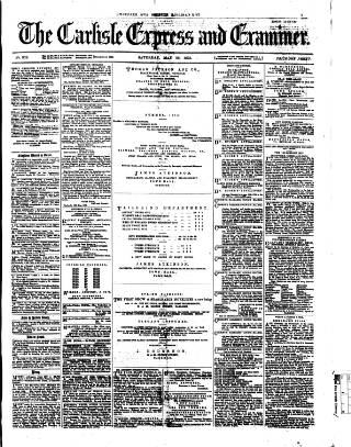 cover page of Carlisle Express and Examiner published on May 22, 1875