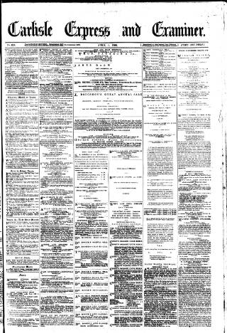 cover page of Carlisle Express and Examiner published on April 1, 1882
