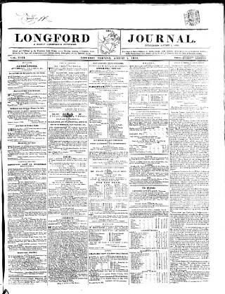 cover page of Longford Journal published on August 2, 1856