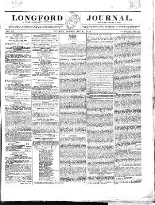 cover page of Longford Journal published on May 22, 1858
