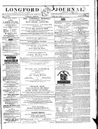 cover page of Longford Journal published on June 13, 1874