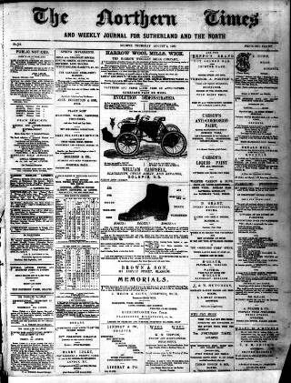 cover page of Northern Times and Weekly Journal for Sutherland and the North published on August 2, 1900
