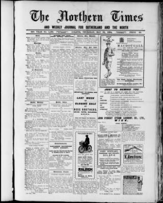 cover page of Northern Times and Weekly Journal for Sutherland and the North published on May 22, 1924