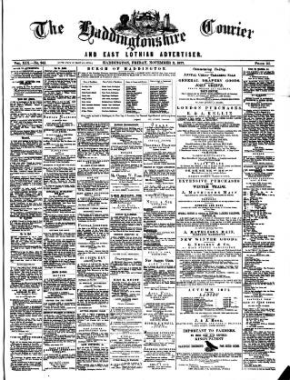 cover page of Haddingtonshire Courier published on November 2, 1877
