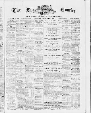 cover page of Haddingtonshire Courier published on April 1, 1892