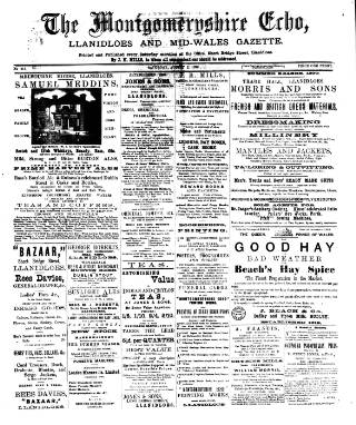 cover page of Montgomeryshire Echo published on August 2, 1890