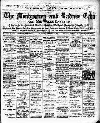 cover page of Montgomeryshire Echo published on November 2, 1907