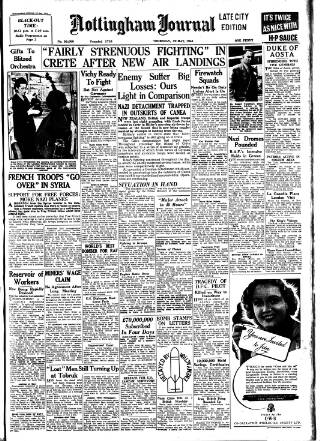 cover page of Nottingham Journal published on May 22, 1941