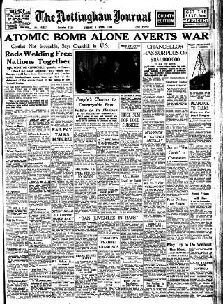 cover page of Nottingham Journal published on April 1, 1949