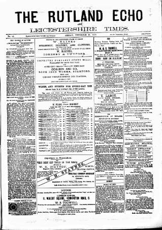 cover page of Rutland Echo and Leicestershire Advertiser published on December 13, 1878