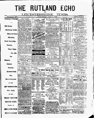 cover page of Rutland Echo and Leicestershire Advertiser published on April 1, 1882