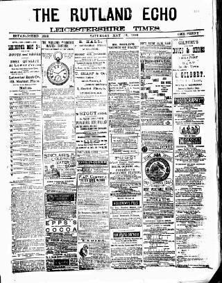 cover page of Rutland Echo and Leicestershire Advertiser published on May 22, 1886