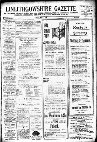 cover page of Linlithgowshire Gazette published on April 1, 1921
