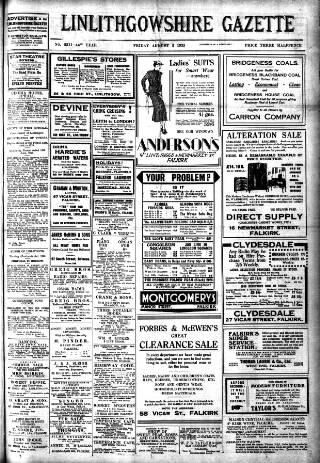 cover page of Linlithgowshire Gazette published on August 2, 1935