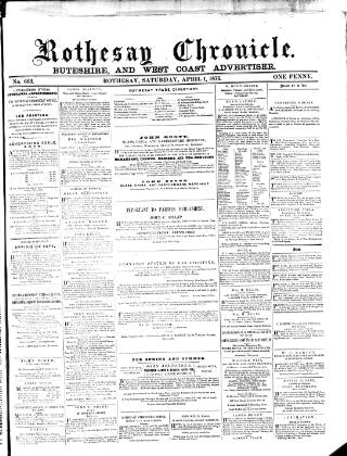 cover page of Rothesay Chronicle published on April 1, 1876
