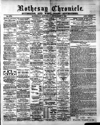 cover page of Rothesay Chronicle published on November 2, 1889