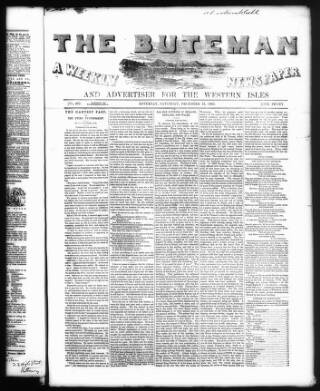 cover page of Buteman published on December 13, 1862