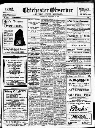 cover page of Chichester Observer published on November 2, 1927