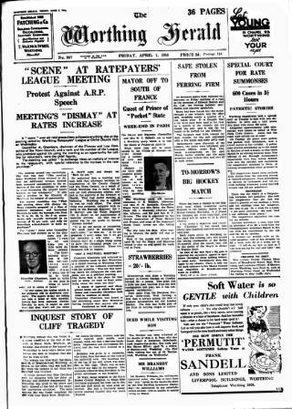 cover page of Worthing Herald published on April 1, 1938