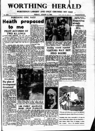 cover page of Worthing Herald published on August 2, 1946