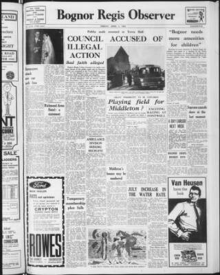cover page of Bognor Regis Observer published on April 1, 1966