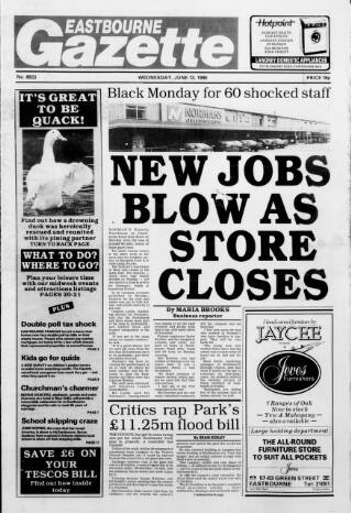 cover page of Eastbourne Gazette published on June 13, 1990