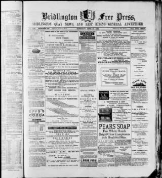 cover page of Bridlington Free Press published on June 13, 1891