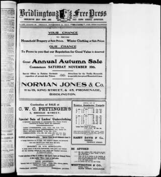 cover page of Bridlington Free Press published on November 2, 1917