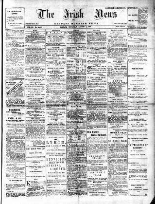 cover page of Irish News and Belfast Morning News published on August 2, 1906