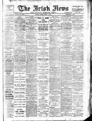 cover page of Irish News and Belfast Morning News published on April 1, 1910