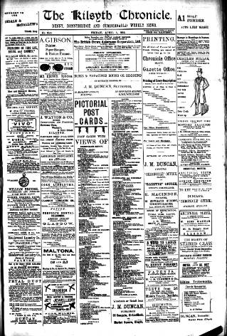 cover page of Kilsyth Chronicle published on April 1, 1910