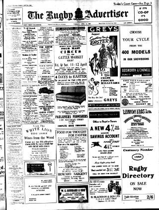cover page of Rugby Advertiser published on April 1, 1958