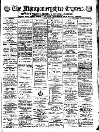 cover page of Montgomeryshire Express published on May 22, 1883