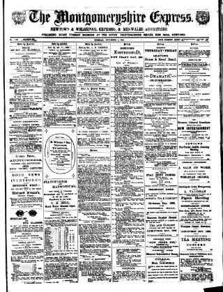 cover page of Montgomeryshire Express published on November 2, 1886