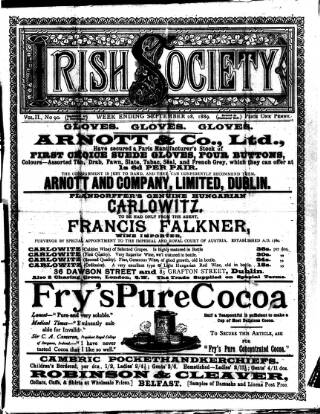 cover page of Irish Society (Dublin) published on September 28, 1889