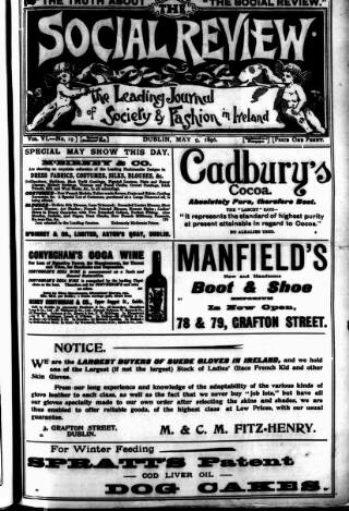 cover page of Social Review (Dublin) published on May 9, 1896