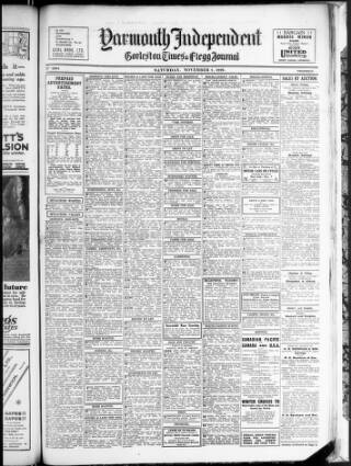cover page of Yarmouth Independent published on November 2, 1929