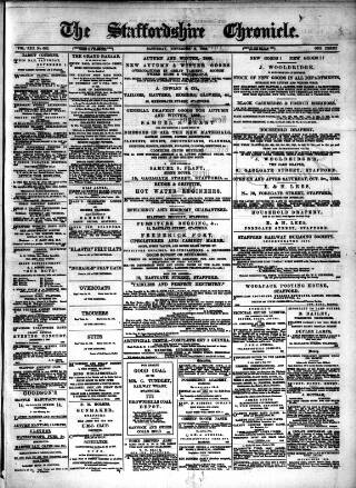 cover page of Staffordshire Chronicle published on November 2, 1889