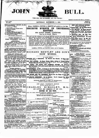 cover page of John Bull published on November 2, 1878