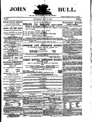cover page of John Bull published on May 22, 1886