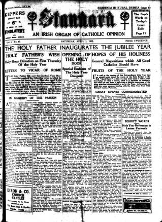 cover page of Catholic Standard published on April 1, 1933